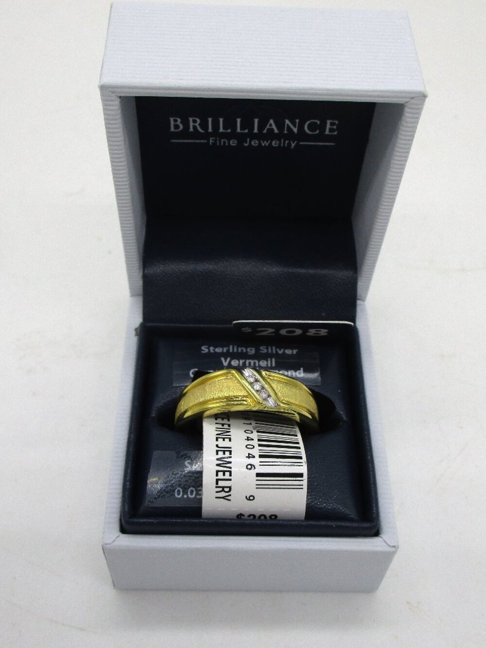 Men's Diamond Ring/Wedding Band Sterling Silver Vermail Genuine Diamond SZ 10